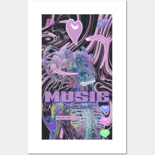 music Y2k hologram Posters and Art